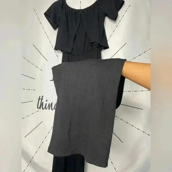 NWT Gibson Black Off Shoulder Slit Back Wide-leg Jumpsuit - Picture 8 of 10